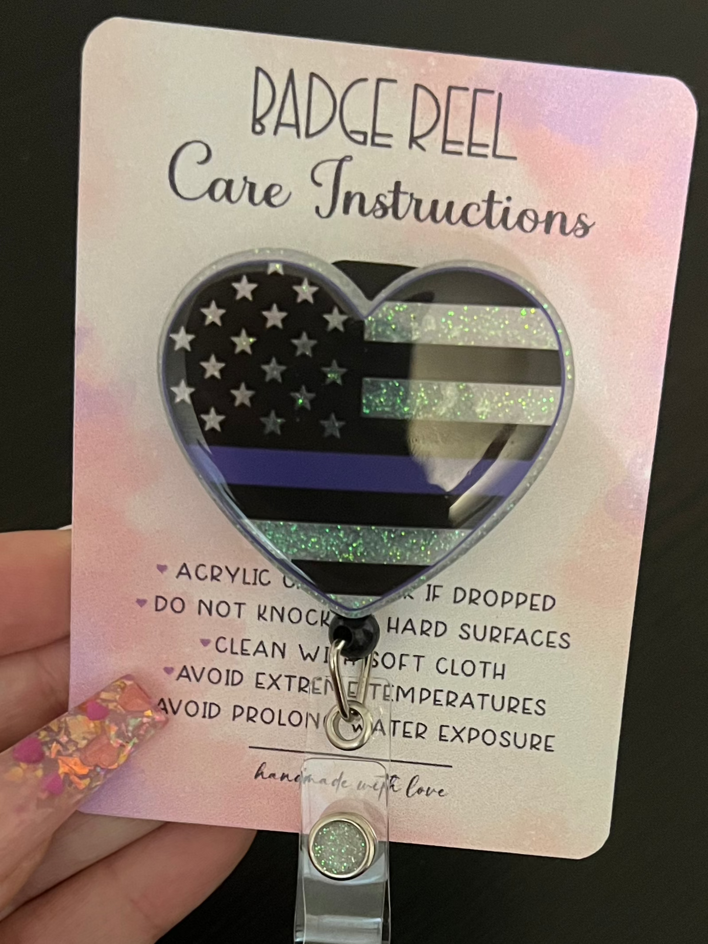 Blue Flag Heart Badge