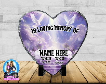 Memorial Photo Heart Slant Rock