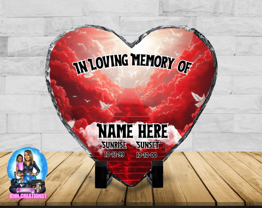 Memorial Photo Heart Slant Rock