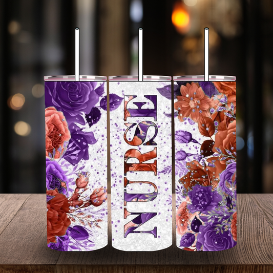 Floral Nurse Tumbler