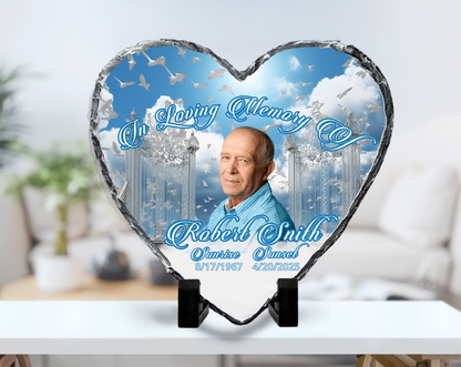 Memorial Photo Heart Slant Rock