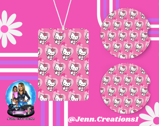 Pink Kitty coaster Set