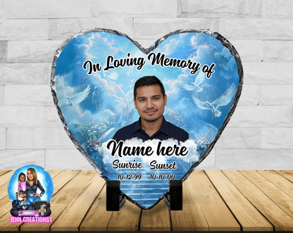 Memorial Photo Heart Slant Rock