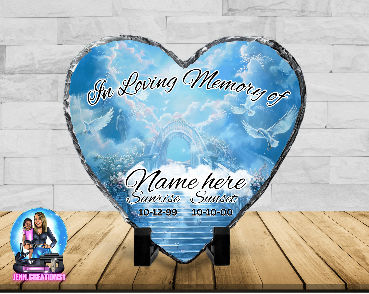 Memorial Photo Heart Slant Rock