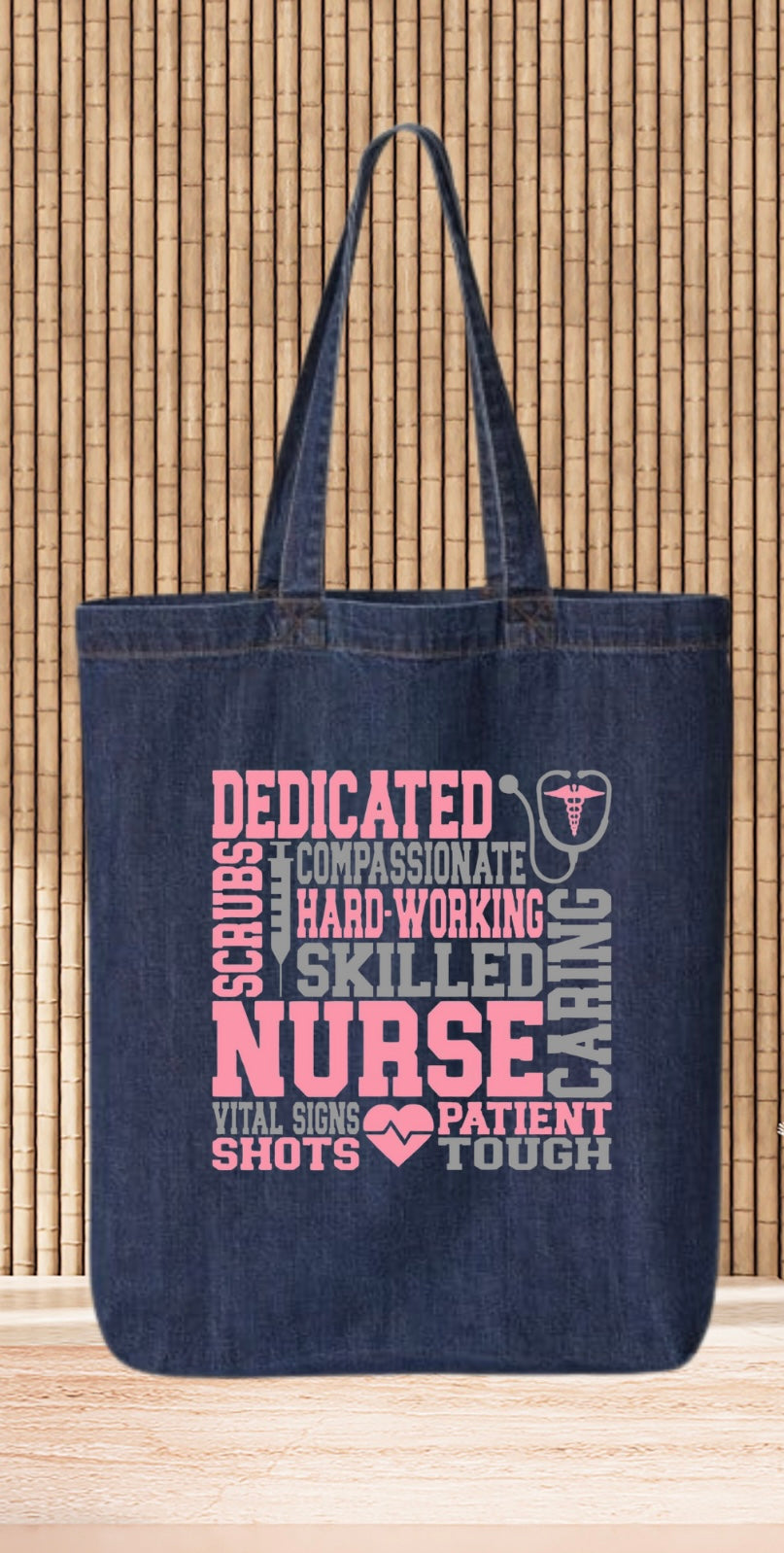 “Nurse Denim Tote Bag – Nurse Gift | Reusable Cotton Tote”