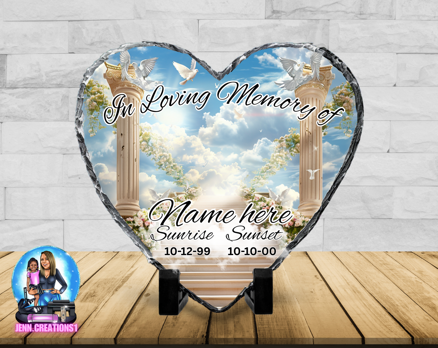 Memorial Photo Heart Slant Rock