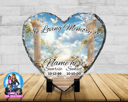 Memorial Photo Heart Slant Rock