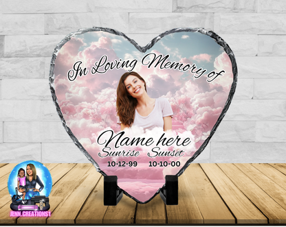 Memorial Photo Heart Slant Rock