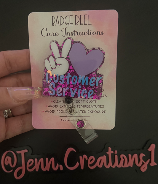 Peace love customer service badge
