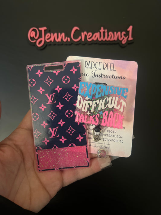 Expensive Difficult talk back Badge& Buddy Set