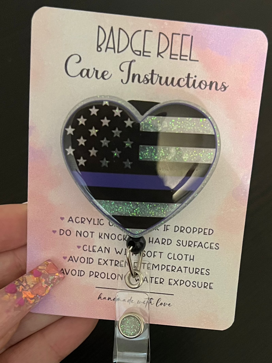 Blue Flag Heart Badge