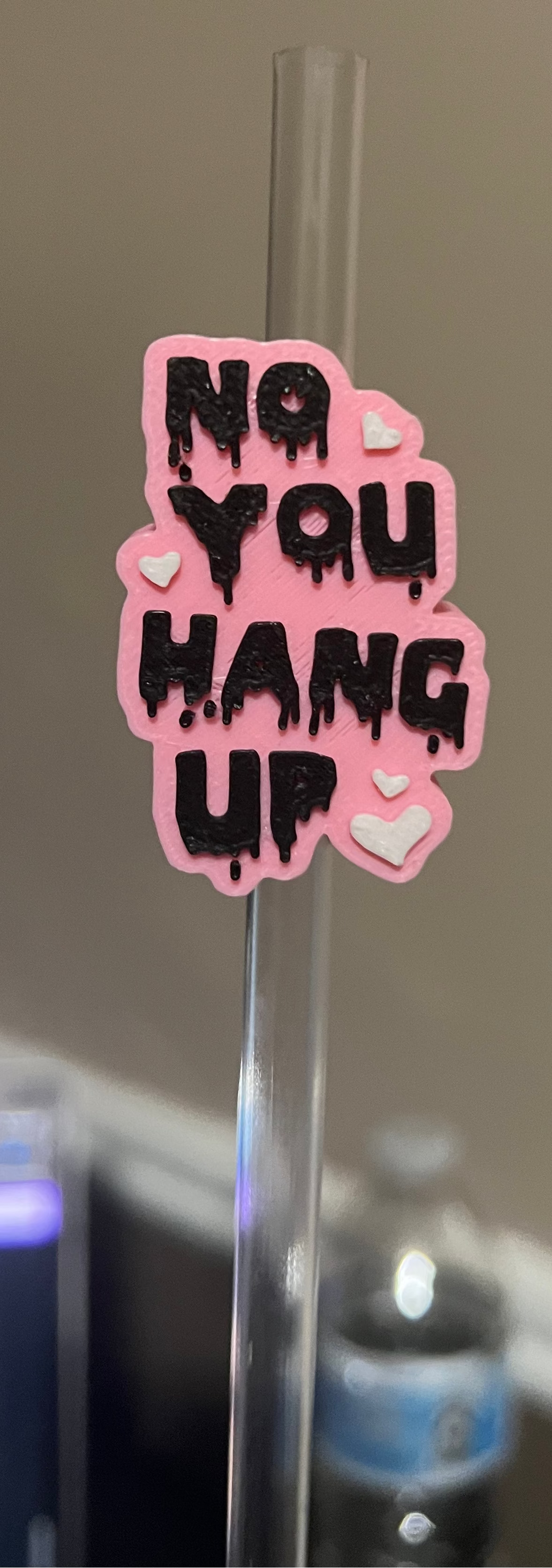 "No You Hang Up" Valentine Libby Glass Set - 16oz Glass Cup with Custom Lid & Straw Topper